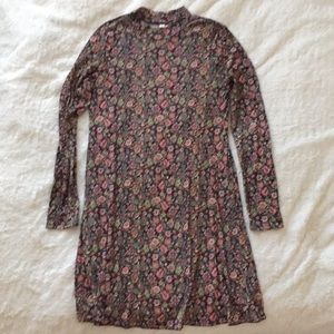 Hippie colorful high neck long sleeve dress